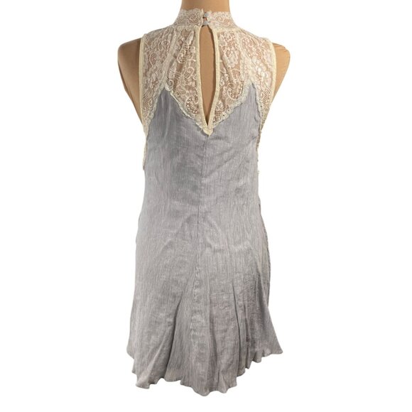 Altar'd State Slip Dress Crinkle Grey Cream S Small Sleeveless - Picture 3 of 9